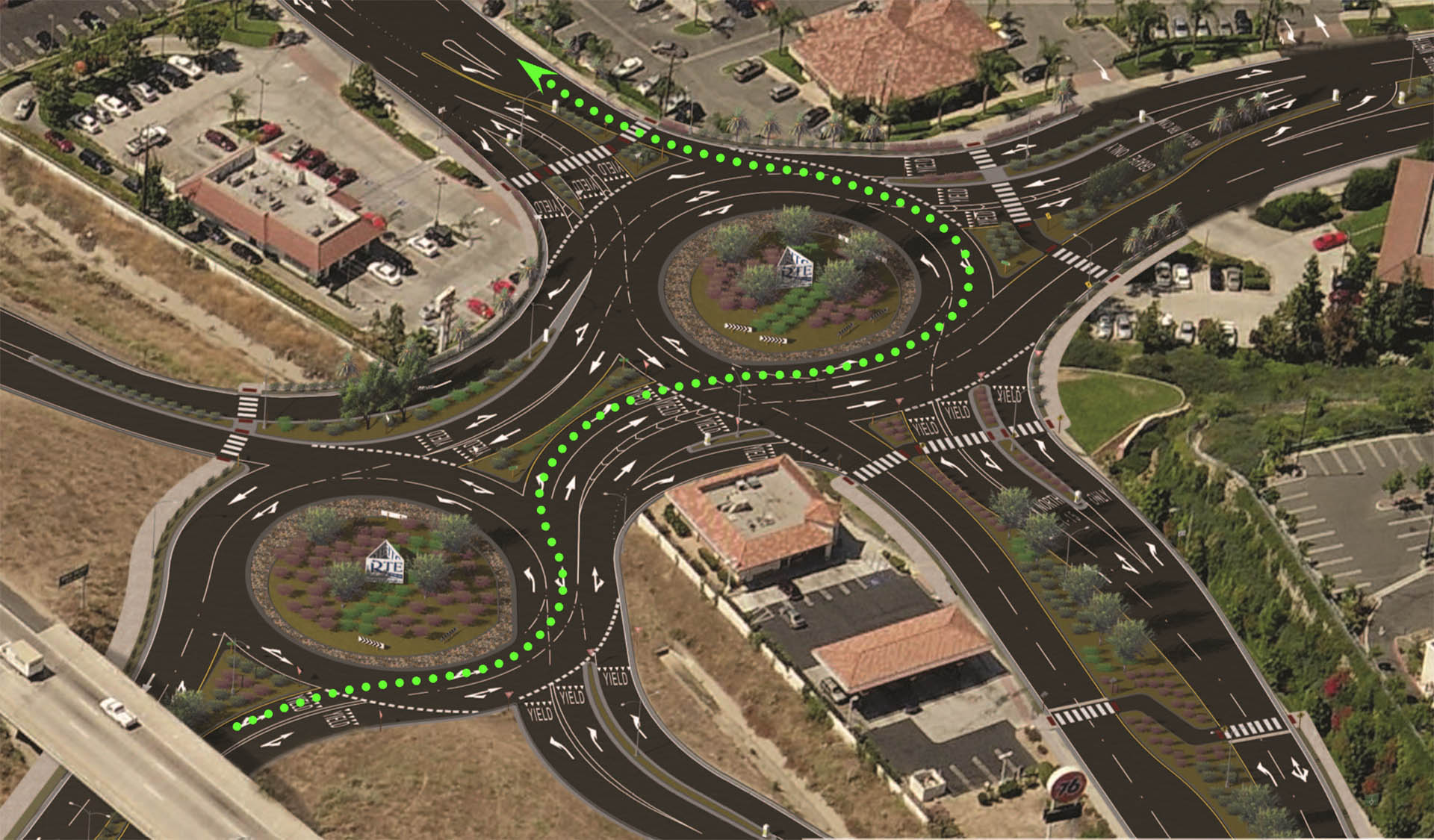 RTE Turbo Roundabout with specialized lane configuration